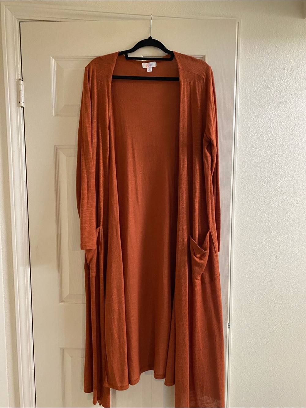 LuLaRoe Long Open-Front Duster Cardigan in Rust